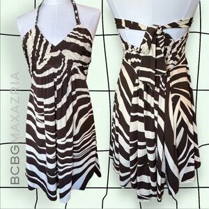 BCBG Y2k Zebra Halter Dress